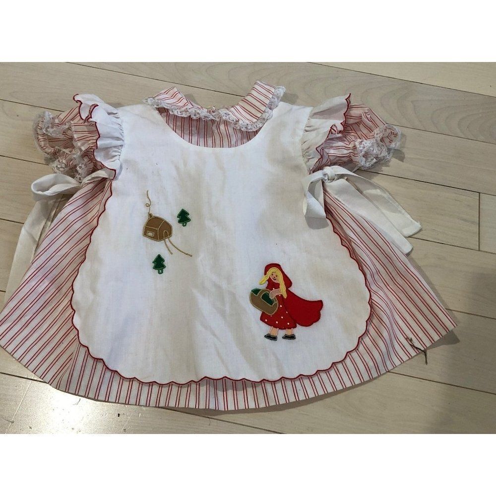 Vintage Red Riding Hood Dress with Apron Size 24 Mos